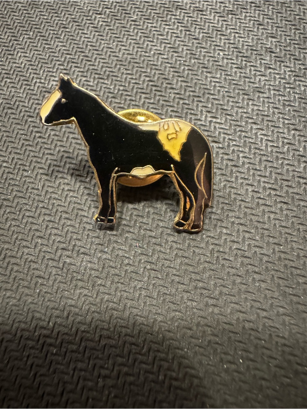Vintage Old Enamel and Celluloid Horse Pin Pinch back Lapel Pin RARE